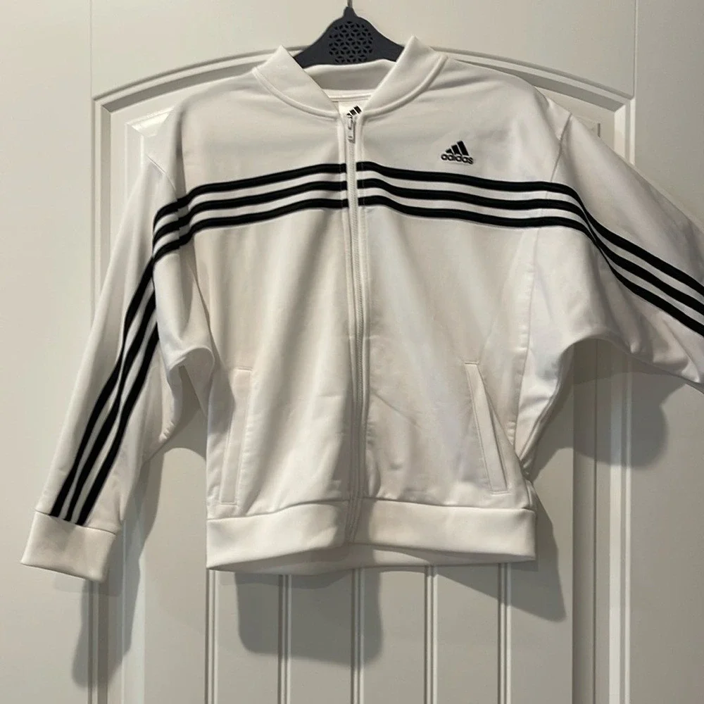 Adidas Youth Girls White Track Jacket  XL 16‎ NWT
